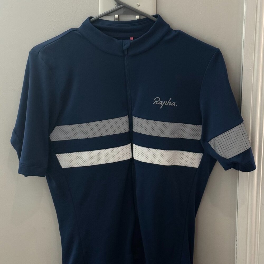 Rapha Navy and White Cycling Jersey